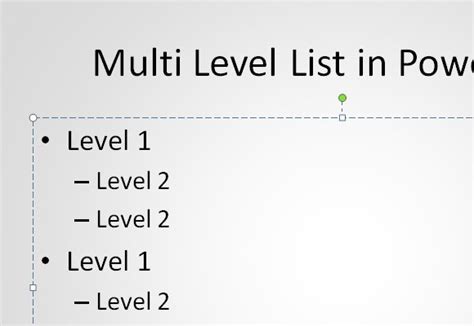 how to create a multilevel list in powerpoint 